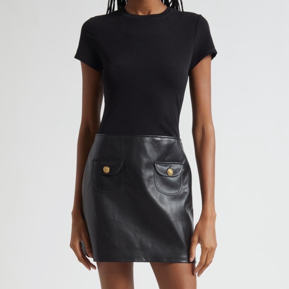 Alice + Olivia Mixed Media Faux Leather Dress